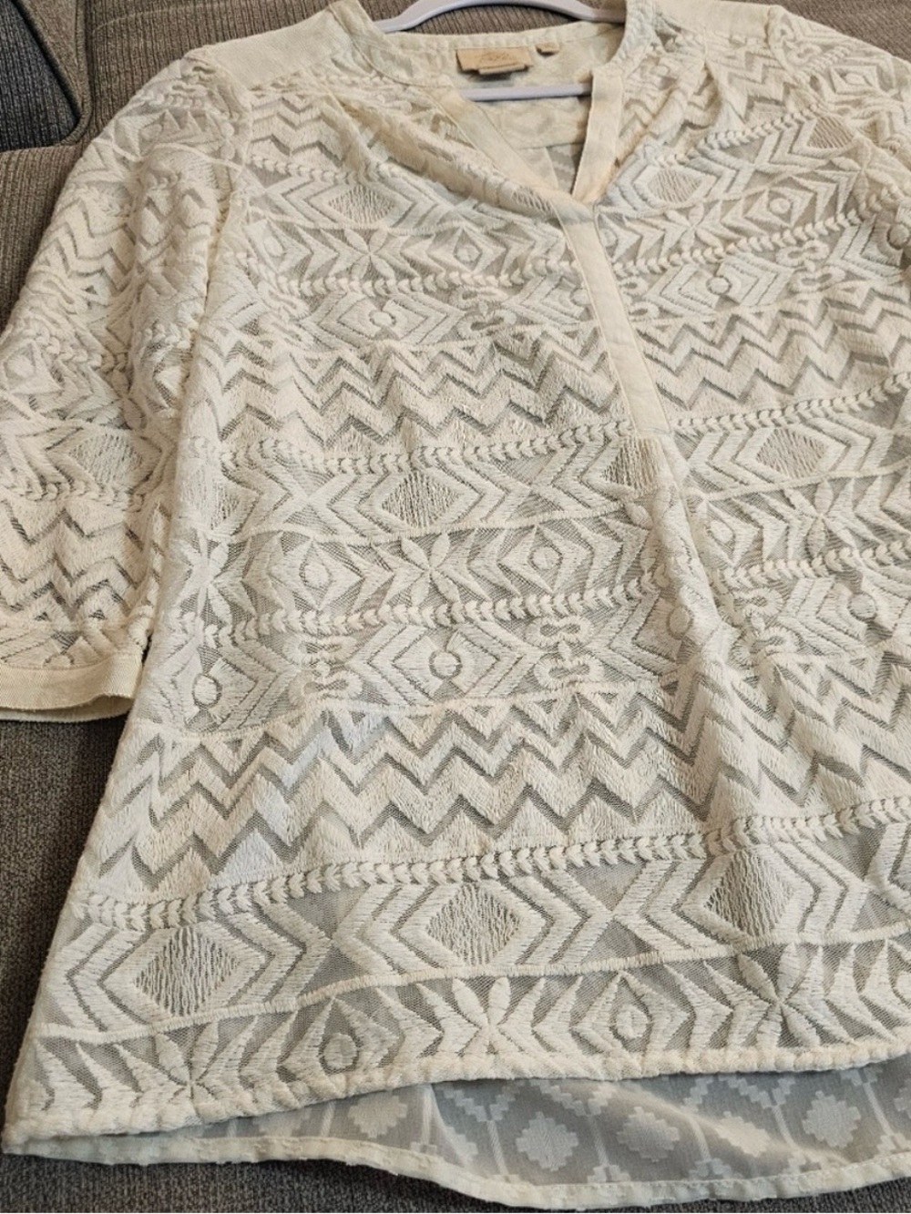 Anthropologie Vanessa Virginia Cream Textured Pattern Knit Top